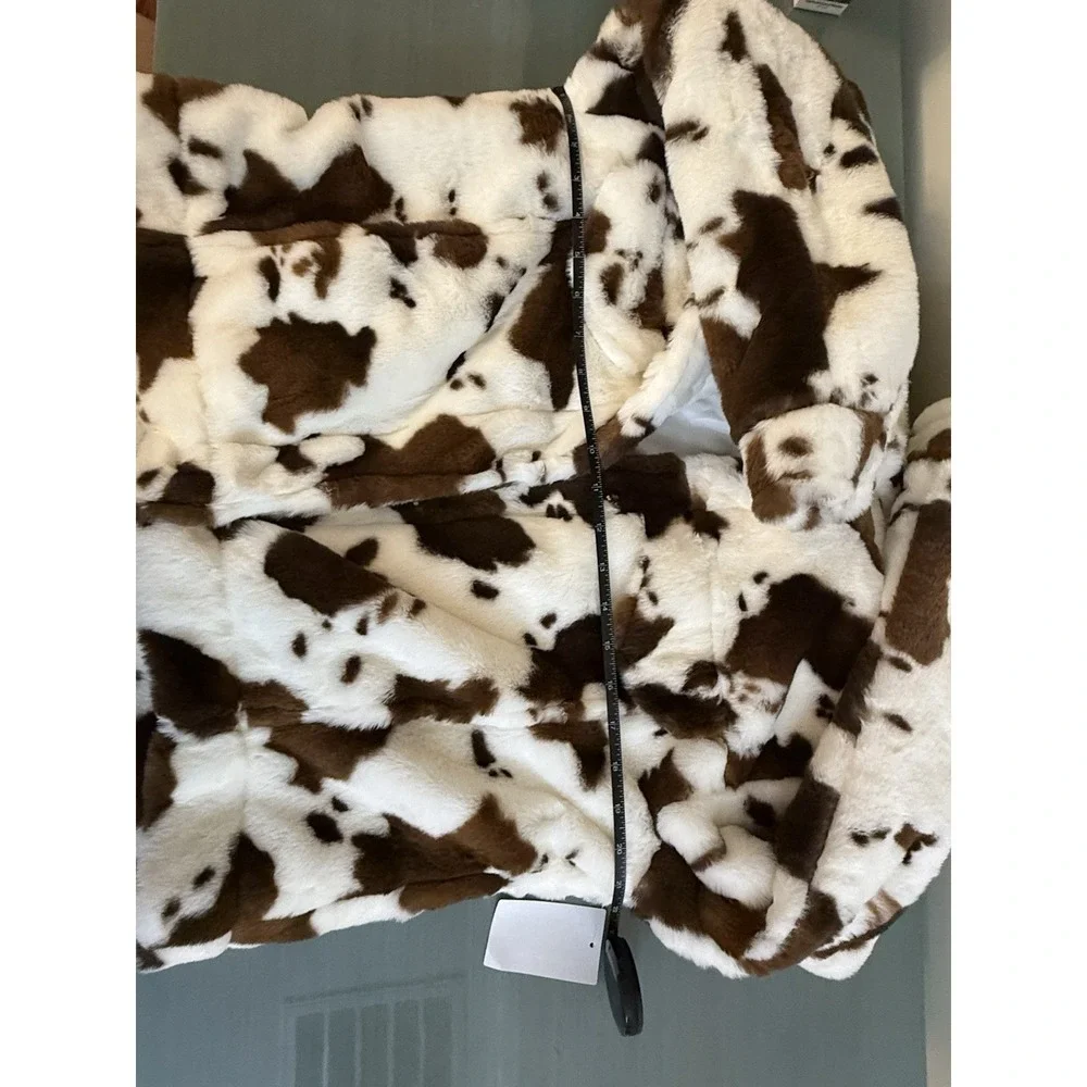 Tractr Kids Cow Print Faux Fur Trucker Jacket Girls XL
